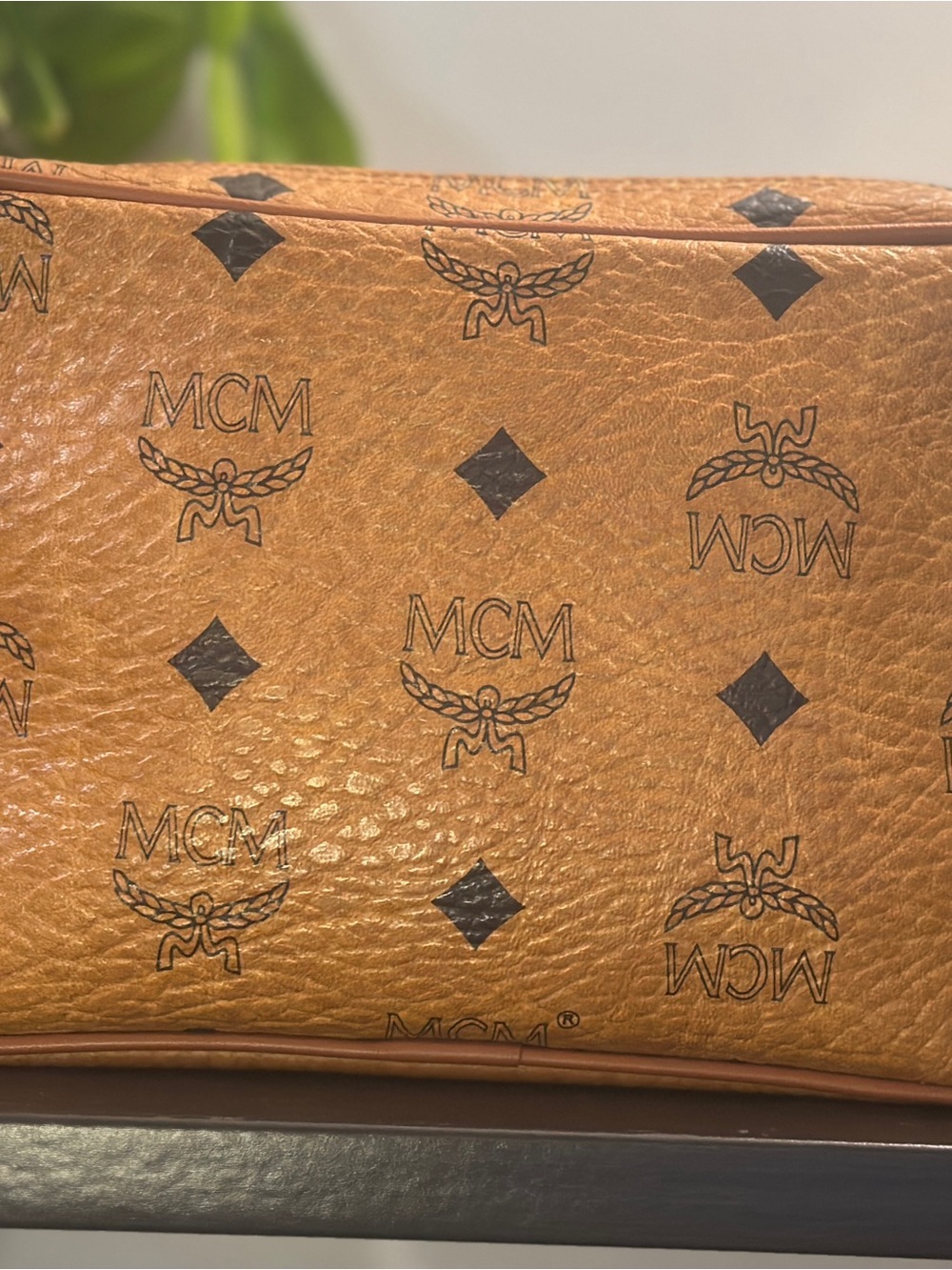 MCM Cognac Visetos Logo Leather Pouch - Picture 6 of 12
